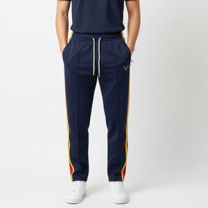 NWT Agtawh “All Good Things Are Welcome Here".  men track pants, In navy with re